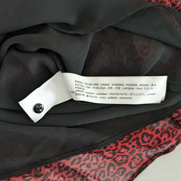 ZARA Women's Long Sleeve Crinkled Top Blouse Size M Red Black NWOT - Picture 7 of 7